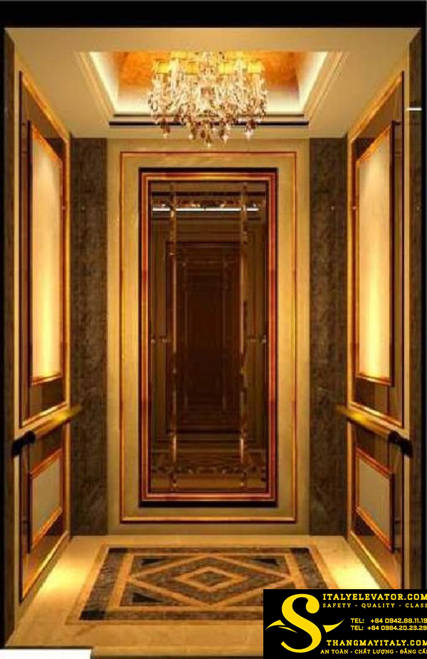 CABIN THANG MÁY INOX MÀU HOA VĂN 1