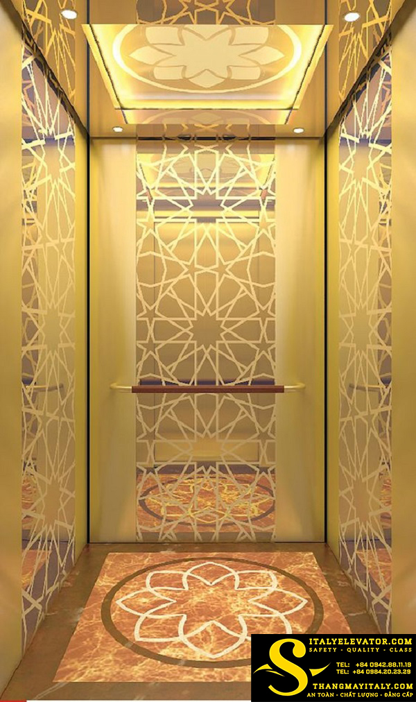 CABIN THANG MÁY INOX MÀU HOA VĂN 5